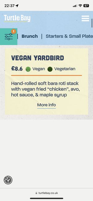 Menu, May 2023  at Turtle Bay in Leamington Spa