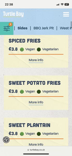 Menu, May 2023  at Turtle Bay in Leamington Spa