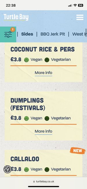 Menu, May 2023  at Turtle Bay in Leamington Spa
