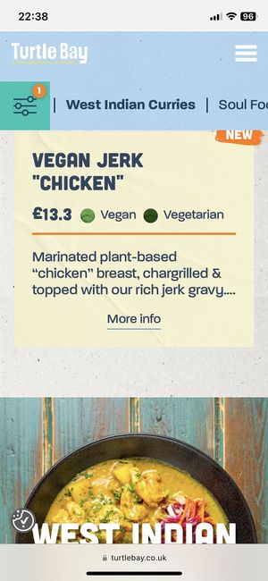 Menu, May 2023  at Turtle Bay in Leamington Spa