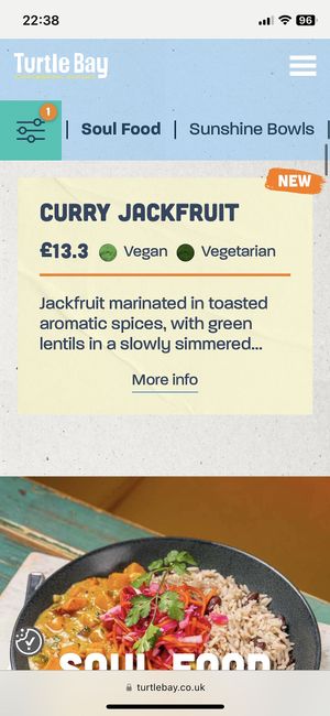 Menu, May 2023  at Turtle Bay in Leamington Spa