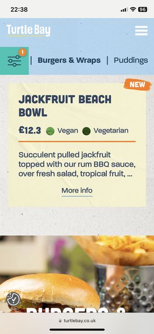 Menu, May 2023  at Turtle Bay in Leamington Spa