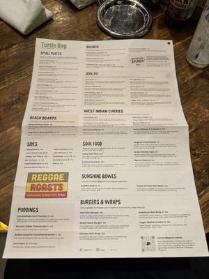 Updated menu - March 2024  at Turtle Bay in Leamington Spa