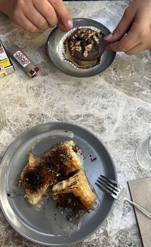 Cold baklava and a muffinn  at Gabo Kitchen in Ankara