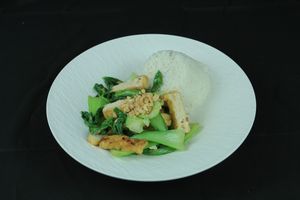 Tofu with Pak Choi served with Jasmin Rice at Hanoi Pho in Mannheim