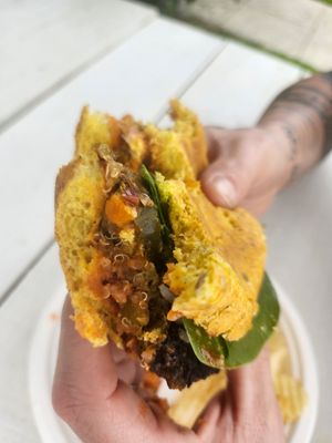 Chili burger at Mama Pacha in San Juan