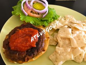 Veggie burger  at Mama Pacha in San Juan