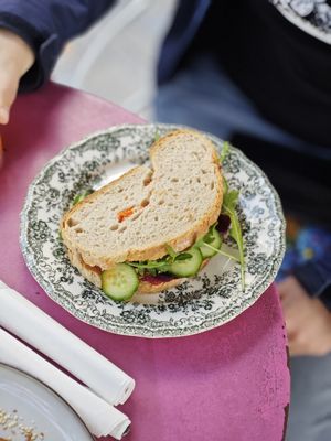 Hummus sandwich at Little Big House in Thessaloniki