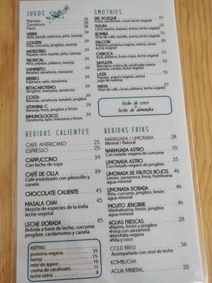 Carta at Choclo y Maíz Cocina Vegana in Guadalajara