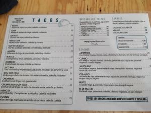 Carta at Choclo y Maíz Cocina Vegana in Guadalajara