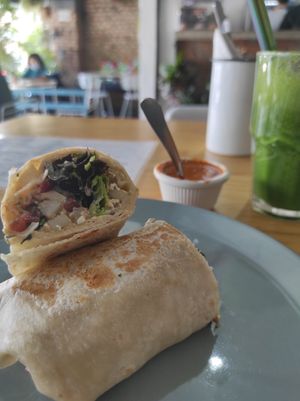 Tex-mex burrito at Choclo y Maíz Cocina Vegana in Guadalajara