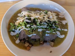 Enchiladas verdes at Choclo y Maíz Cocina Vegana in Guadalajara
