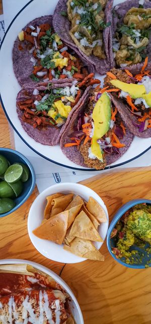 Tacos, Gucamole at Choclo y Maíz Cocina Vegana in Guadalajara