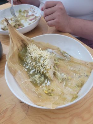 Calabasas tamale 🫔 is good. at Choclo y Maíz Cocina Vegana in Guadalajara