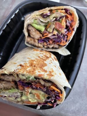 Tempeh burrito delivery through Uber eats  at Choclo y Maíz Cocina Vegana in Guadalajara