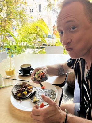 Happy tacos   at Choclo y Maíz Cocina Vegana in Guadalajara