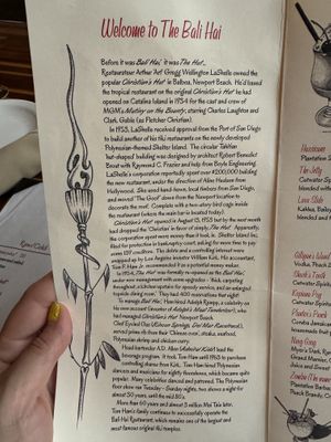 History   at Bali Hai Restaurant in San Diego