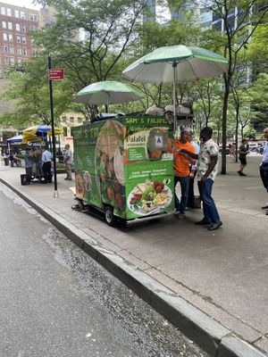 Hello  at Sam's Falafel Cart in New York City