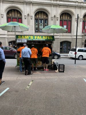 Busiest cart on the block.   at Sam's Falafel Cart in New York City
