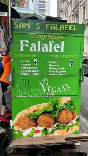The mini menu at Sam's Falafel Cart in New York City