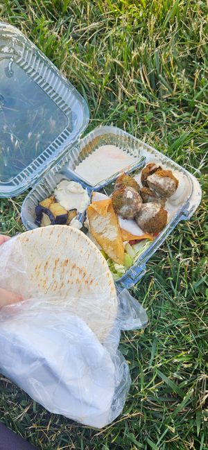 I messed with tahini on ferry. Veryy tasty at Sam's Falafel Cart in New York City