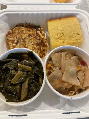 The Fresh Prince with a side of collard greens and cabbage   at Go Vegan Philly in Wilmington