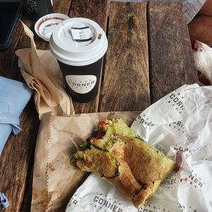 Vegan Brekky Burrito and immunity tea at Byron Corner Store in Byron Bay