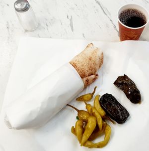 vegan falafel sandwich, plus sides on the house😄#Veganuary at Azzam in Berlin