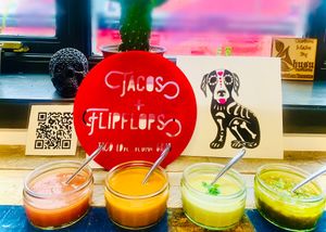 All our sauces are made fresh in house for you. From mild to spicy  at Tacos and Flipflops - Pop-up in Peterborough