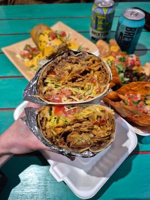 Inside the Philly me Burrito  at Tacos and Flipflops - Pop-up in Peterborough