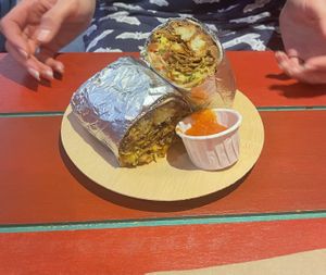 The Philly Me burrito   at Tacos and Flipflops - Pop-up in Peterborough