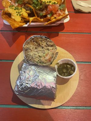 The Cikken-eat-za burrito   at Tacos and Flipflops - Pop-up in Peterborough