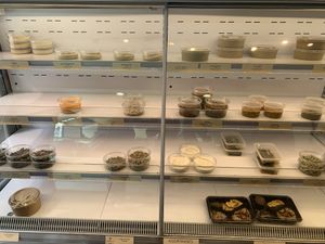 Fridge of dishes to go at Homous & Co - Plainpalais in Geneva