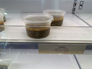 An example of the vegan labelling at Homous & Co - Plainpalais in Geneva