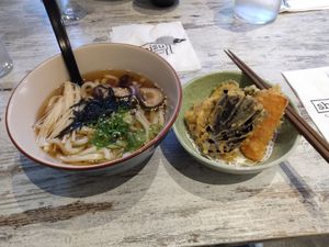 Vegan tempura udon set at Shimizu in Northbridge