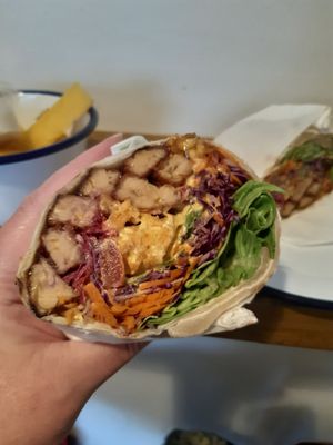 Tempeh Tikka Flatbread Wrap at Okra in Shrewsbury