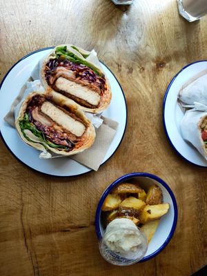 Korean BBQ Tofu & Jacket Potato Fries at Okra in Shrewsbury