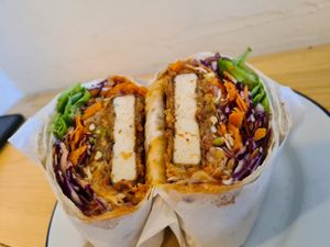 Tofu flatbread at Okra in Shrewsbury