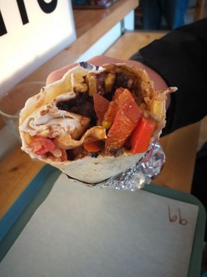 Burrito filling at Okra in Shrewsbury