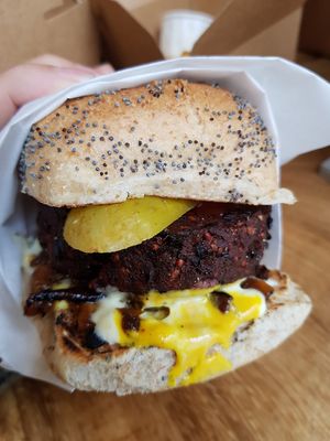 Burger at Okra in Shrewsbury