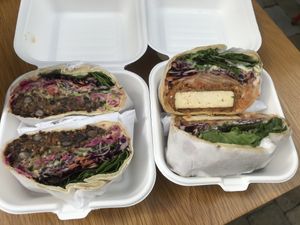 Korean Tofu and Black Bean wraps at Okra in Shrewsbury