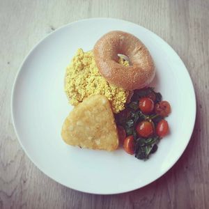 Scrambled tofu bagel at Foxes Cafe Lounge in Carlisle
