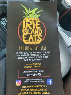 Here is their info  at Irie Island Eats in Marathon