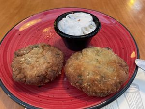 Chickpea Balls 🌱 (the tzatziki is vegetarian)  at Ampelaki in Kefalonia