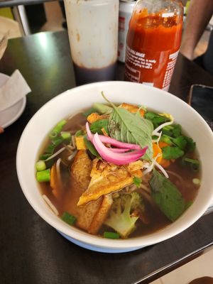 Vegan noodle soup (pho) at Madam Saigon Baguette in South Yarra