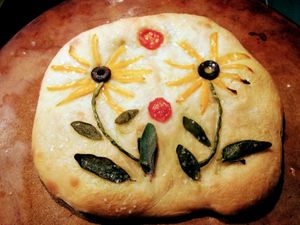 Home made foccacia bread art!   at Nickeys' Nest in Paris