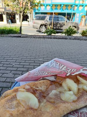 Beaver tail with apple and cinnamon. Tastes better than it looks. at BeaverTails in Niagara Falls