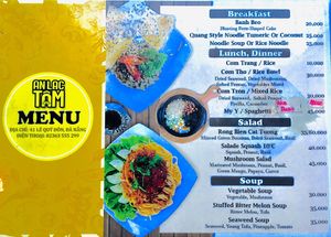English menu at An Lac Tam 2 in Da Nang