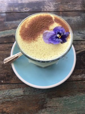 Vegan turmeric  latte  at The Green Room in Point Lookout