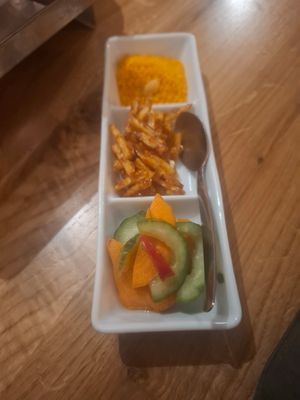 Part of the vegetarian rice table at Bandung in Den Bosch